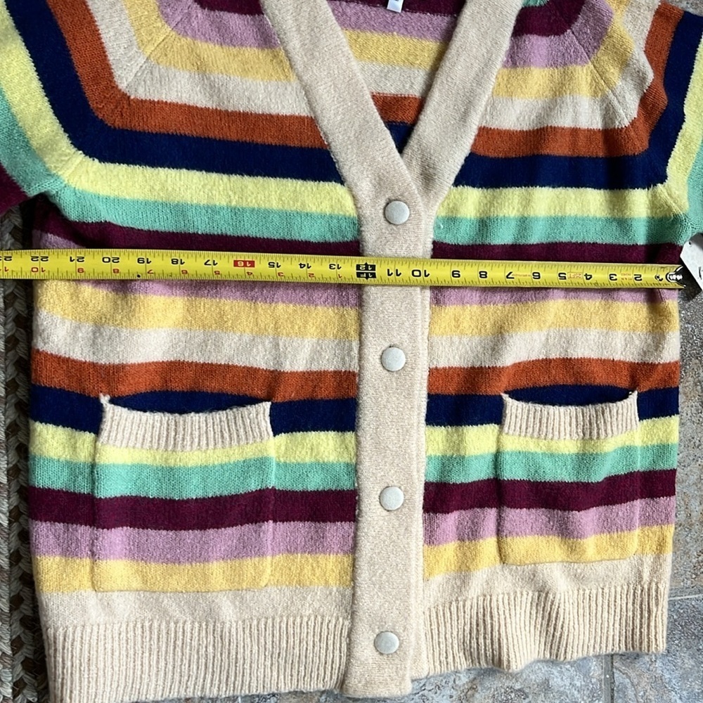 Free People x Found Multi-Stripe Cardigan Sweater Size Medium NWT - Picture 10 of 14